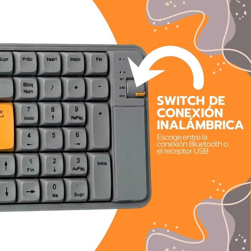 KIT TECLADO Y MOUSE INALAMBRICO NUME RICO BLUETOOTH USB - 5