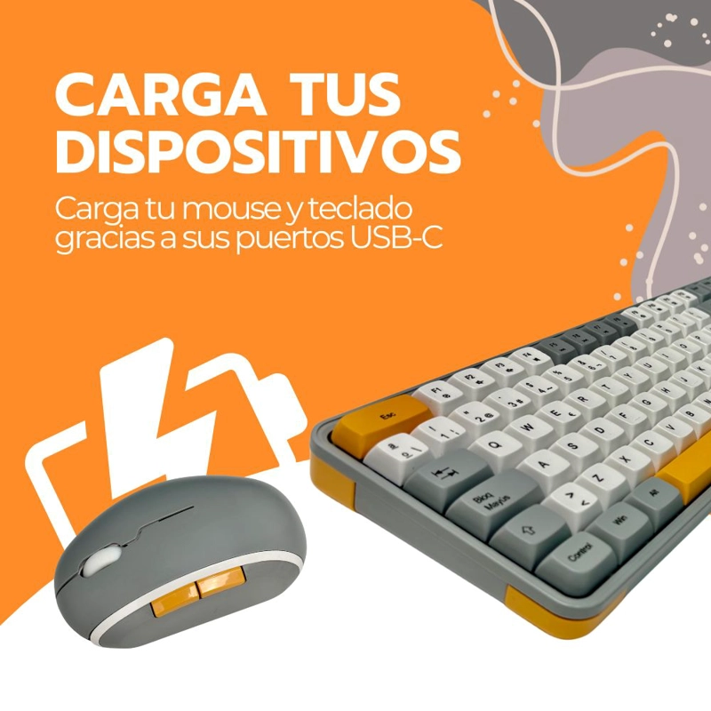 KIT TECLADO Y MOUSE INALAMBRICO NUME RICO BLUETOOTH USB - 9