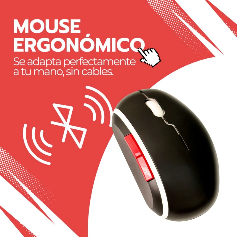 KIT TECLADO Y MOUSE INALAMBRICO BLUETOOTH RECARGABLE ROJO - 6