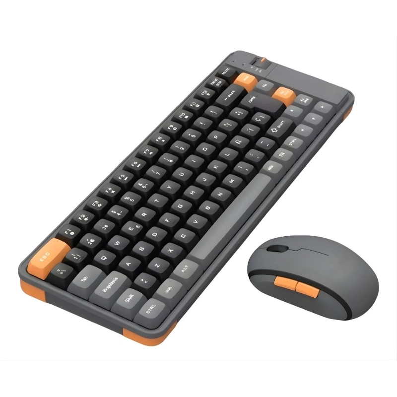 KIT TECLADO Y MOUSE INALAMBRICO BLUETOOTH USB AMARILLO - 1