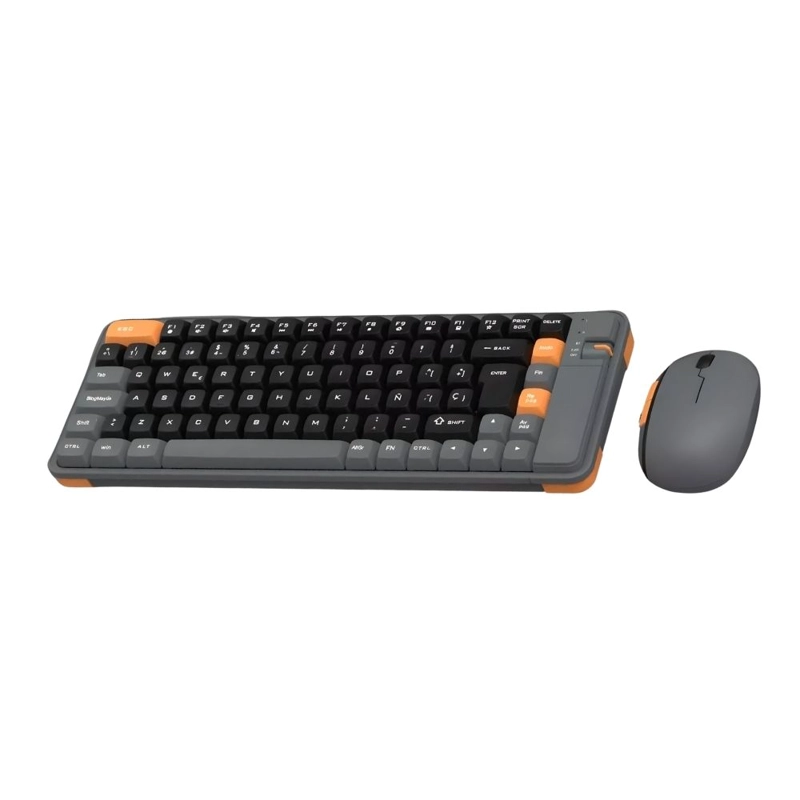 KIT TECLADO Y MOUSE INALAMBRICO BLUETOOTH USB AMARILLO - 2