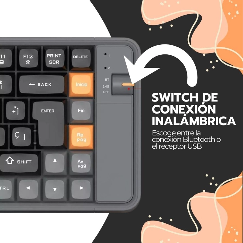 KIT TECLADO Y MOUSE INALAMBRICO BLUETOOTH USB AMARILLO - 5