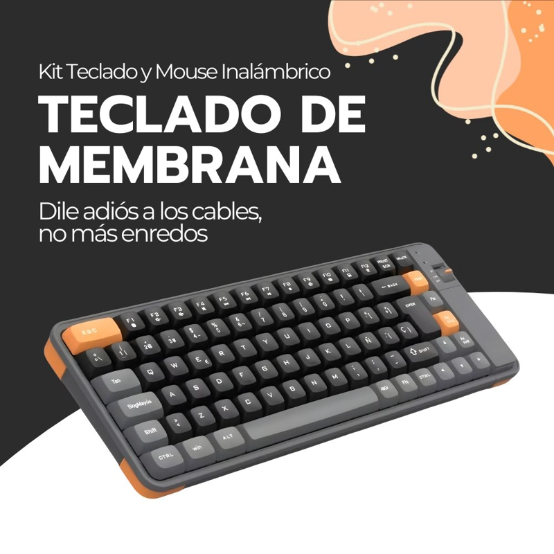 KIT TECLADO Y MOUSE INALAMBRICO BLUETOOTH USB AMARILLO - 7
