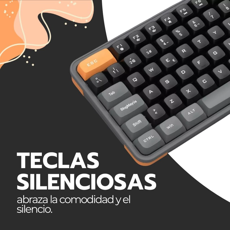KIT TECLADO Y MOUSE INALAMBRICO BLUETOOTH USB AMARILLO - 8