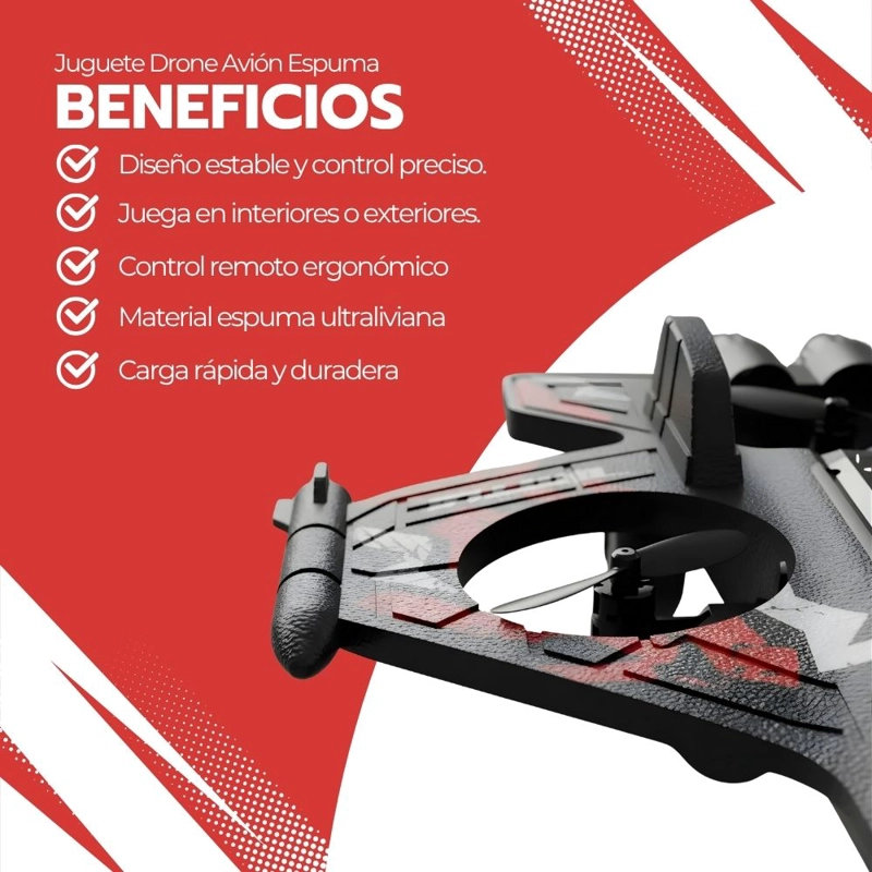 JUGUETE DRONE AVION ESPUMA PLANEADOR CONTROL REMOTO BATERIA - 4