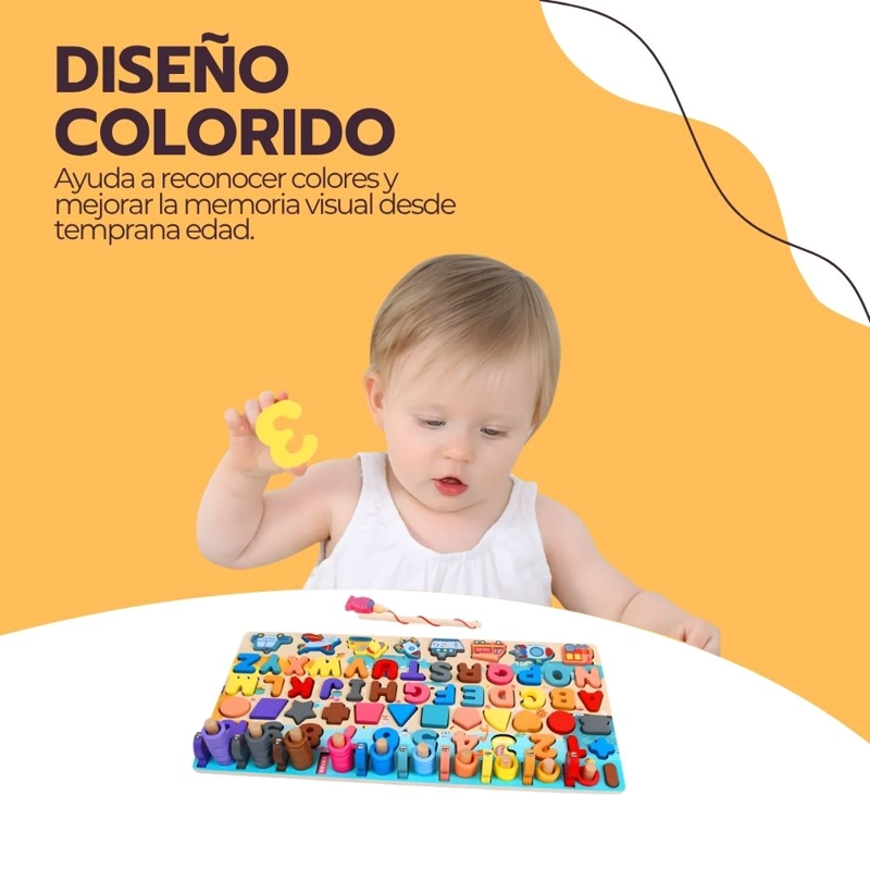 TABLERO EDUCATIVO INFANTIL MONTEROSSI 7 EN 1 DE MADERA - 5