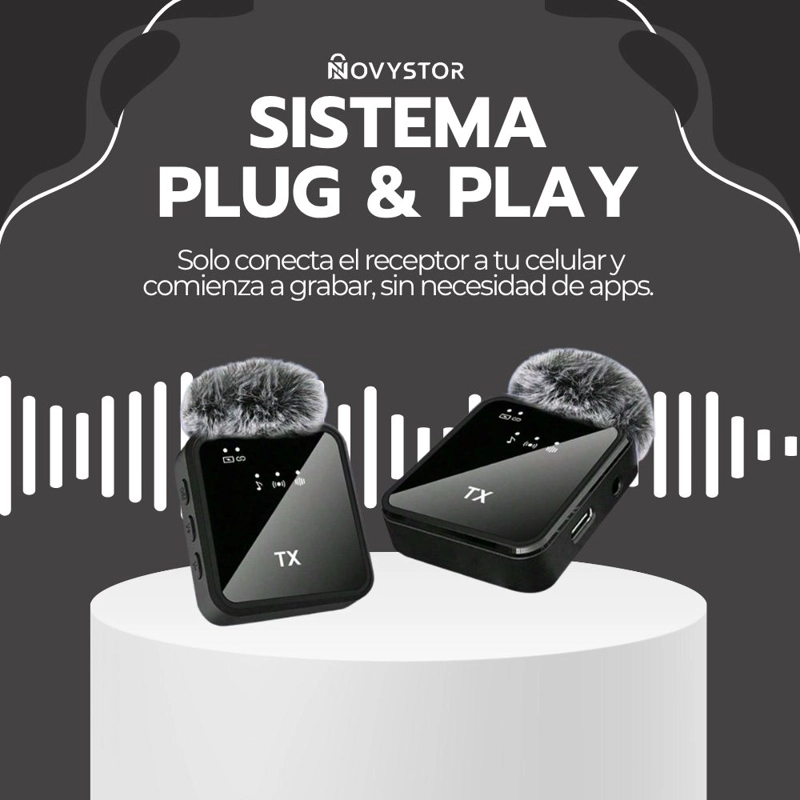 MICROFONO DOBLE INALAMBRICO CON RECEPTOR 3 EN 1 UNIVERSAL - 7