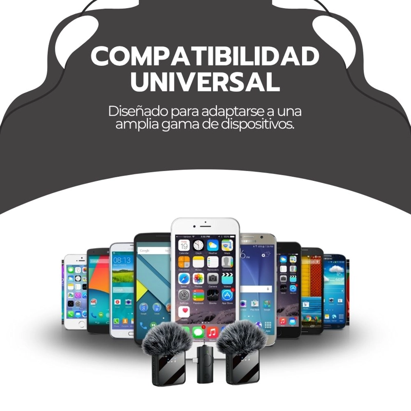 MICROFONO DOBLE INALAMBRICO CON RECEPTOR 3 EN 1 UNIVERSAL - 9