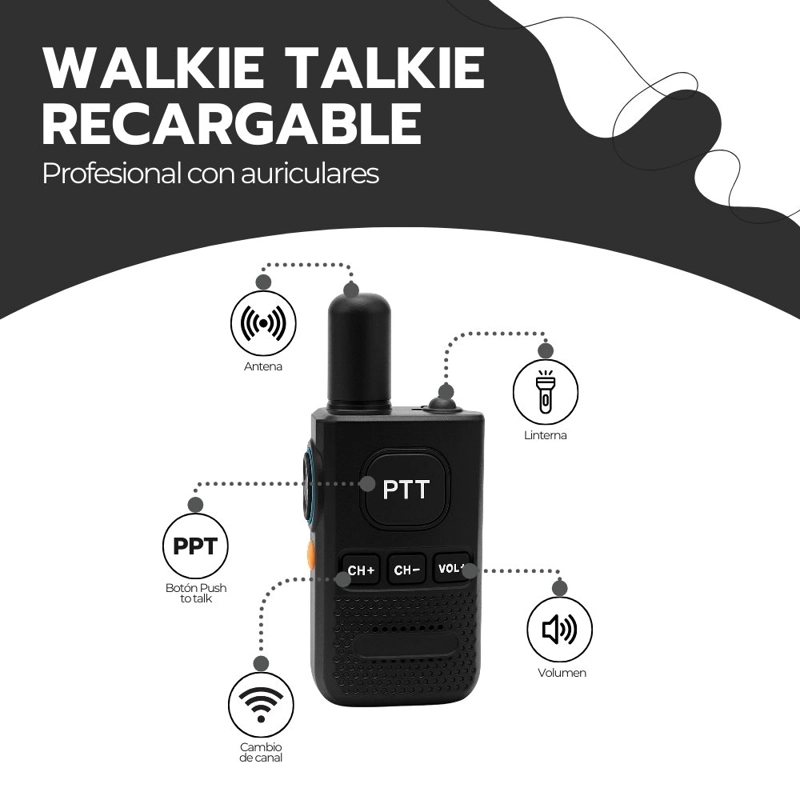 WALKIE TALKIE PROFESIONAL FM RECARGABLE CON AURICULARES - 3