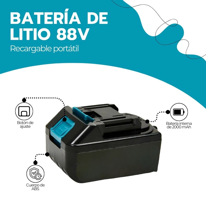 BATERIA ION LITIO RECARGABLE 2000MAH 88V PARA HERRAMIENTAS - 3