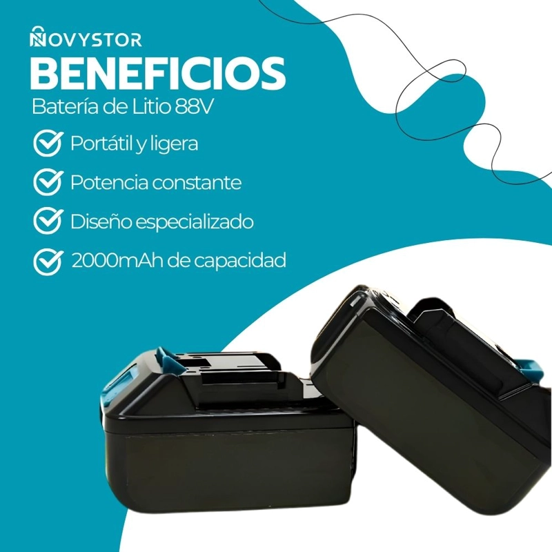 BATERIA ION LITIO RECARGABLE 2000MAH 88V PARA HERRAMIENTAS - 4