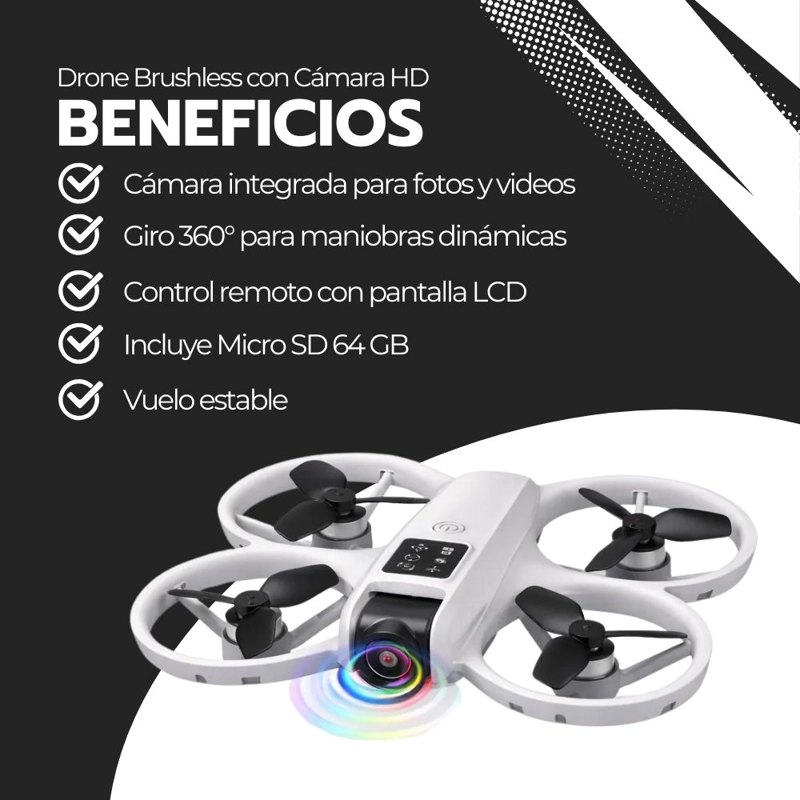 DRONE BRUSHLESS CON CAMARA, CONTROL LCD Y GIRO 360° - 4