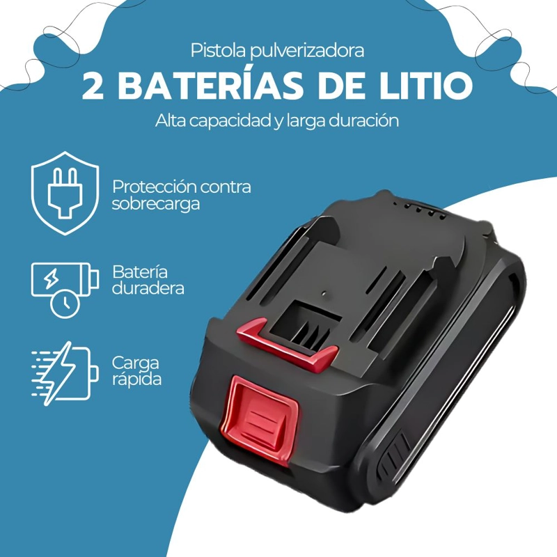 PISTOLA PULVERIZADORA DE PINTURA INALAMBRICA PORTATIL AZUL - 8