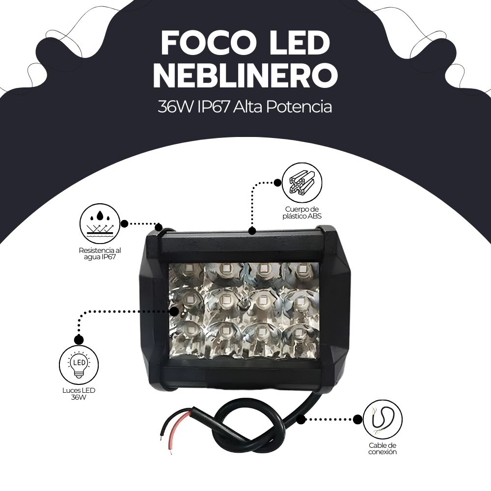 FOCO LED NEBLINERO 36W IP67 ALTA POTENCIA PARA VEHICULOS - 4