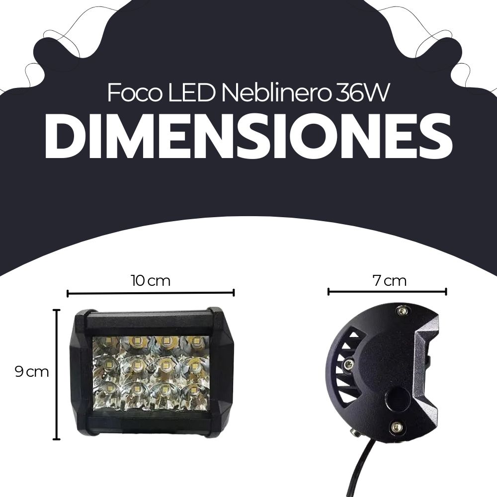 FOCO LED NEBLINERO 36W IP67 ALTA POTENCIA PARA VEHICULOS - 9