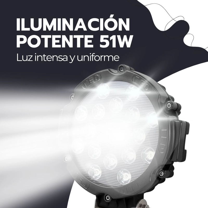 FOCO LED 51W ALTA POTENCIA IMPERMEABLE CON BASE UNIVERSAL - 7