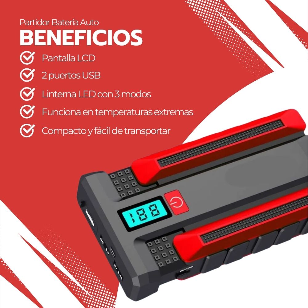 PARTIDOR BATERIA AUTO ARRANCADOR DE EMERGENCIA AUTOS 12V - 4