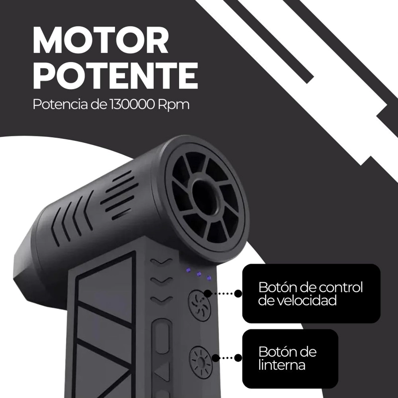 ASPIRADOR SOPLADOR DE AIRE INALAMBRICO DE 130000 RPM NEGRO - 6