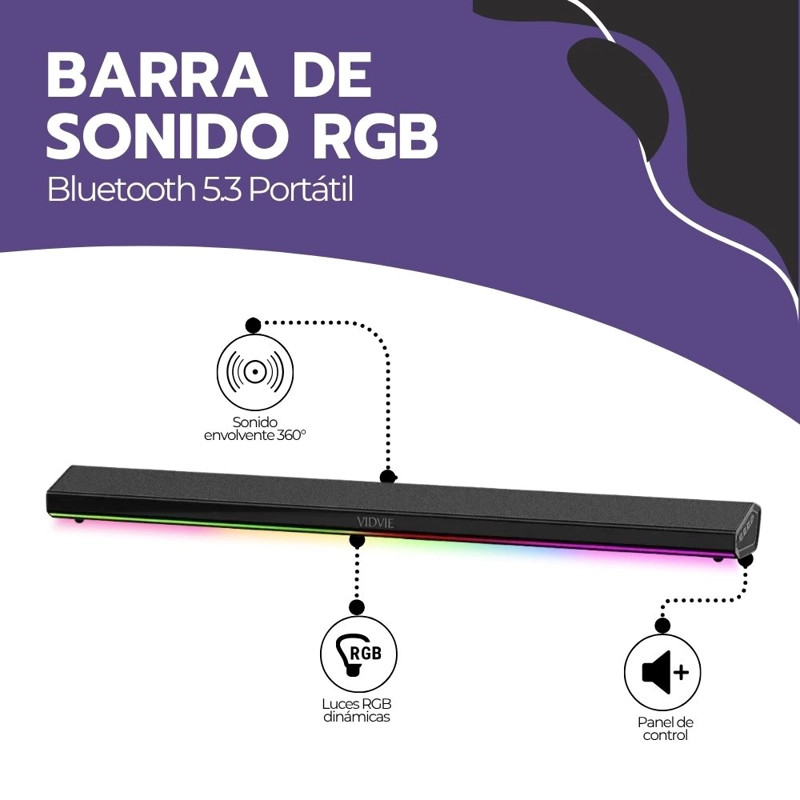 BARRA DE SONIDO BLUETOOTH 5.3 SOUNDBAR 80CM CON LUCES RGB - 3