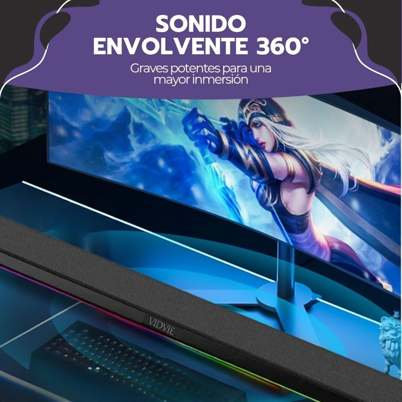 BARRA DE SONIDO BLUETOOTH 5.3 SOUNDBAR 80CM CON LUCES RGB - 5