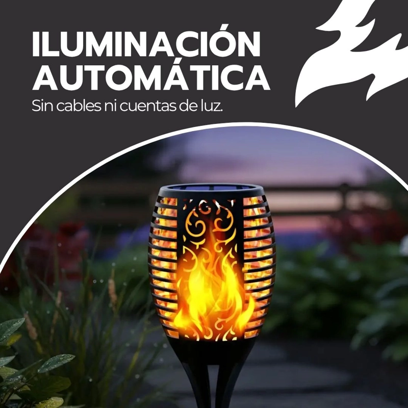 LAMPARA SOLAR ANTORCHA PARA JARDIN ESTACA EFECTO FUEGO IP65 - 5