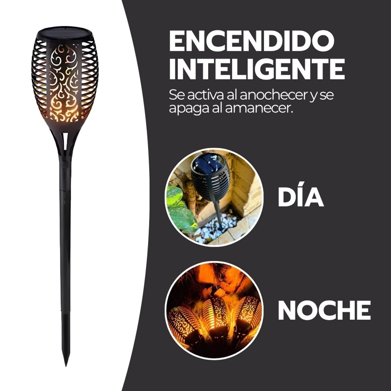 LAMPARA SOLAR ANTORCHA PARA JARDIN ESTACA EFECTO FUEGO IP65 - 7