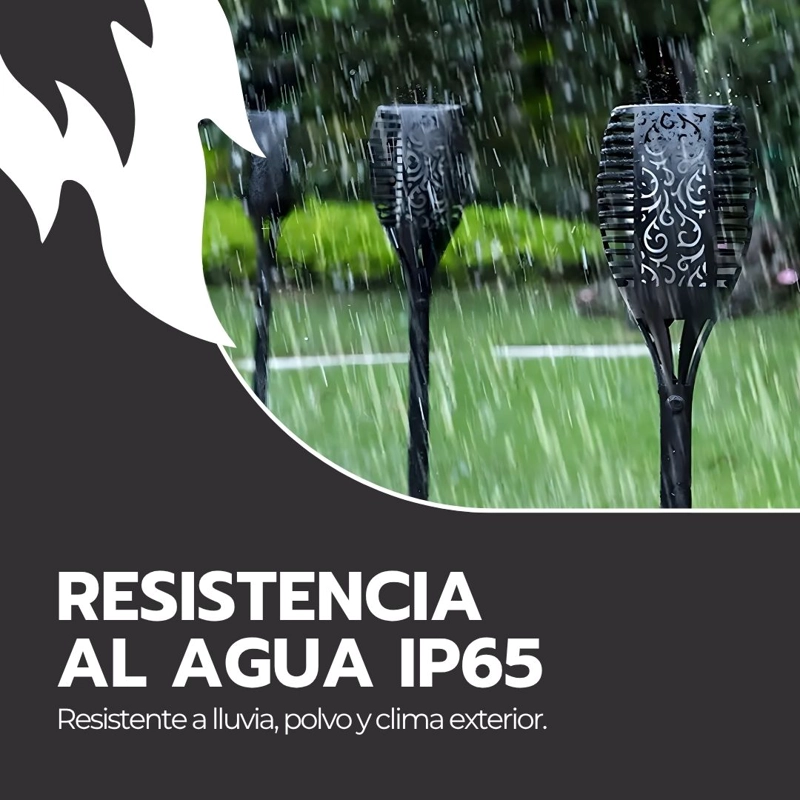 LAMPARA SOLAR ANTORCHA PARA JARDIN ESTACA EFECTO FUEGO IP65 - 8