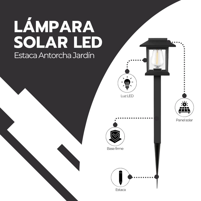 LAMPARA SOLAR LED ESTACA ESTACA JARDIN PARQUE - 3