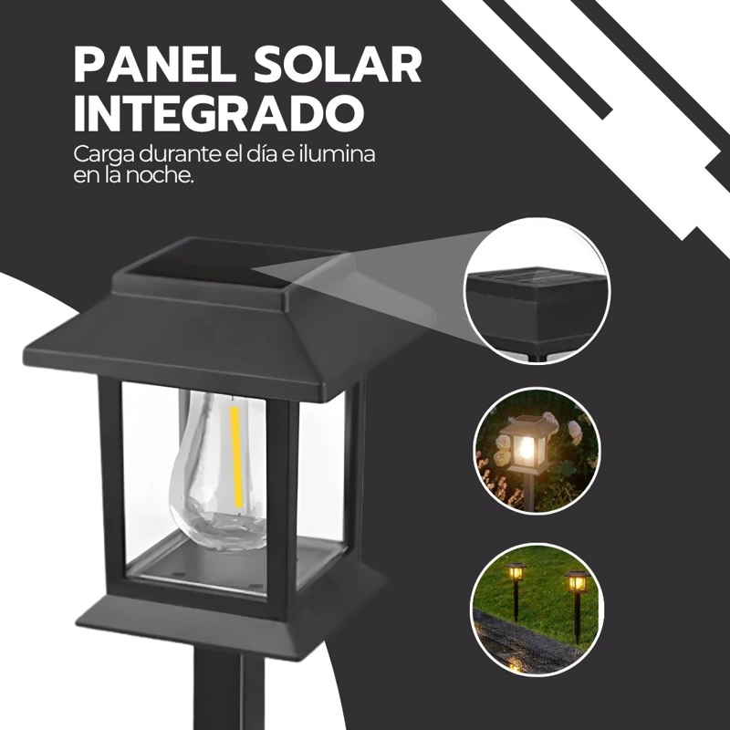 LAMPARA SOLAR LED ESTACA ESTACA JARDIN PARQUE - 6