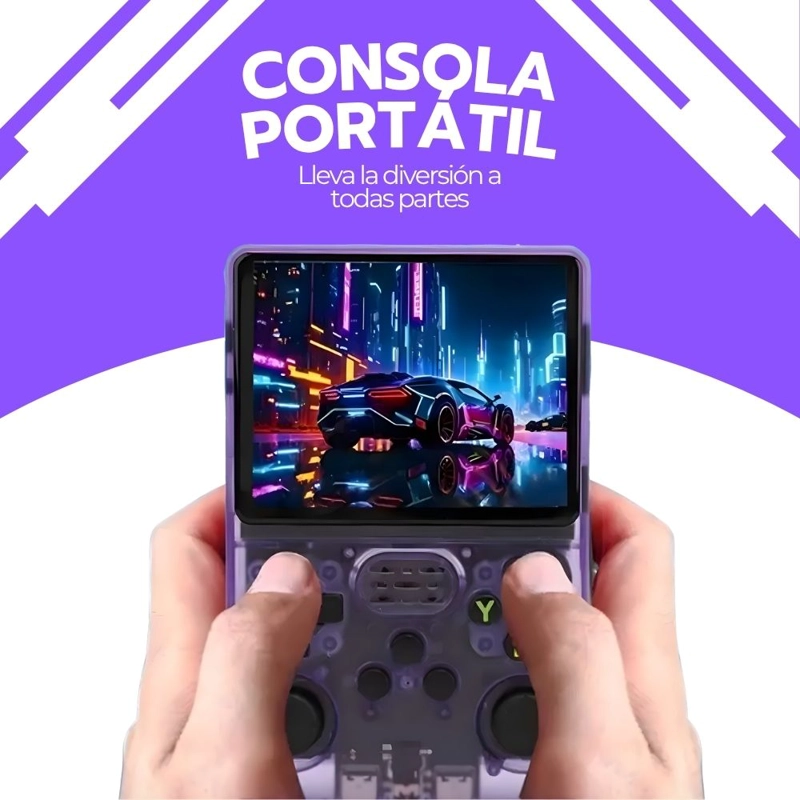 CONSOLA RETRO PORTATIL R36S 64GB WIFI +10000 JUEGOS MORADO - 5