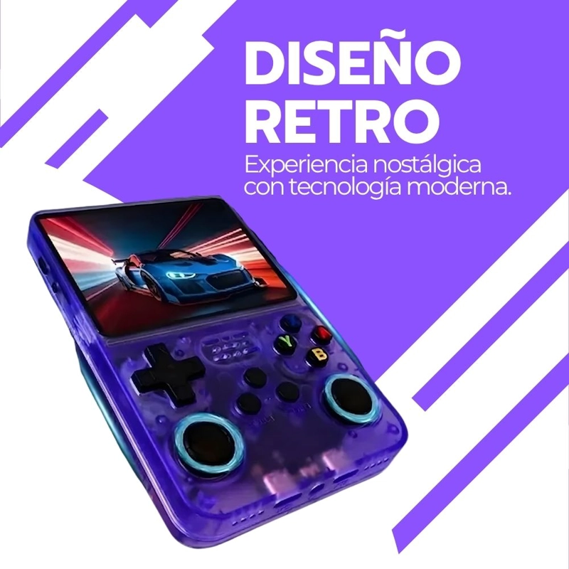 CONSOLA RETRO PORTATIL R36S 64GB WIFI +10000 JUEGOS MORADO - 6