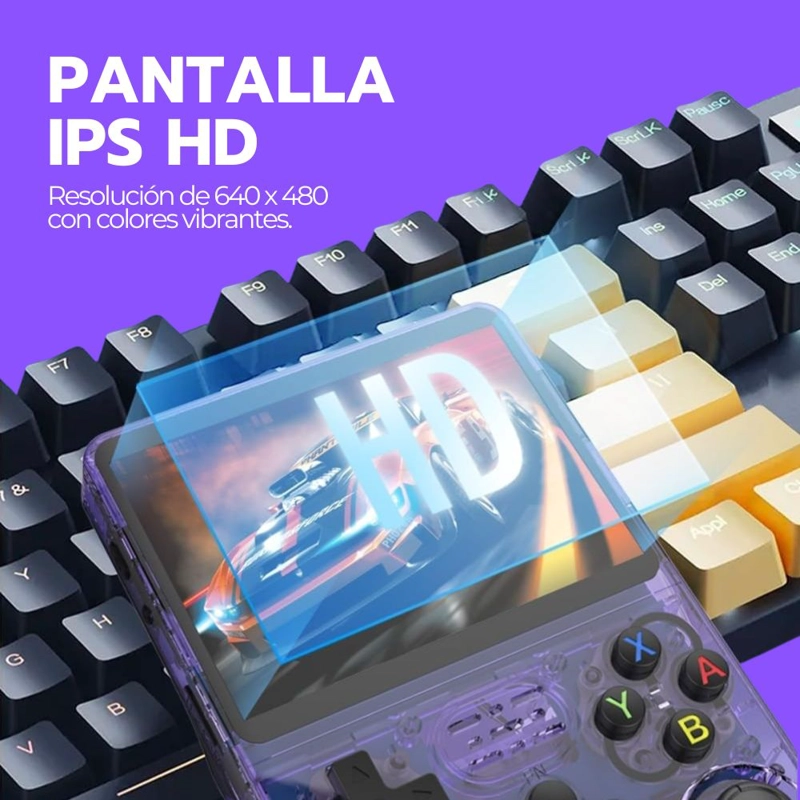 CONSOLA RETRO PORTATIL R36S 64GB WIFI +10000 JUEGOS MORADO - 7