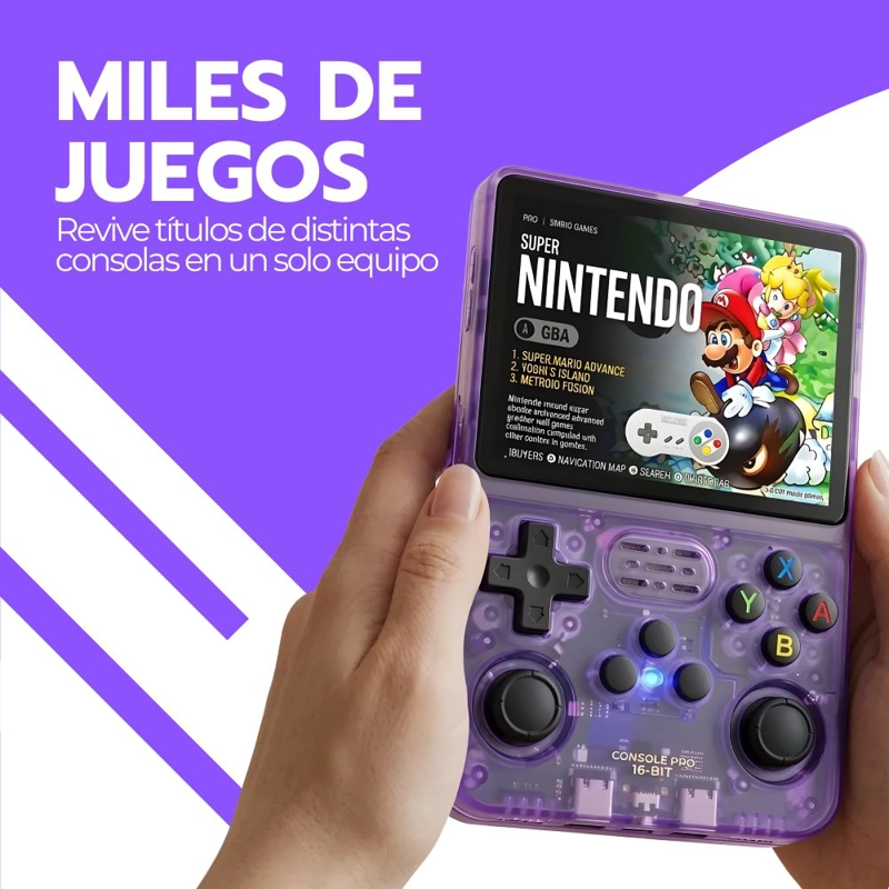 CONSOLA RETRO PORTATIL R36S 64GB WIFI +10000 JUEGOS MORADO - 8