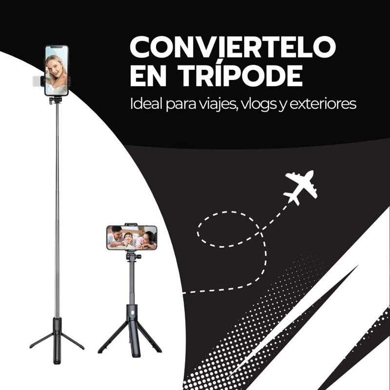 TRIPODE SUPER LARGO PALO SELFIE 170CM BLUETOOTH FOTO REMOTO - 5