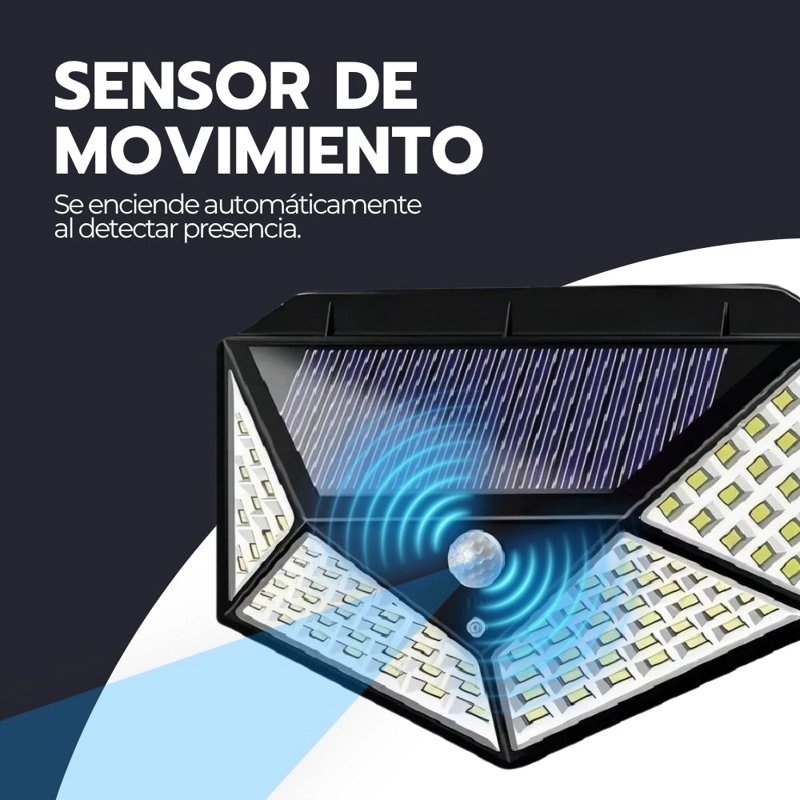 FOCO SOLAR 100 LED SENSOR MOVIMIENTO CON PINZA IP65 - 6