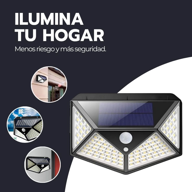 FOCO SOLAR 100 LED SENSOR MOVIMIENTO CON PINZA IP65 - 9