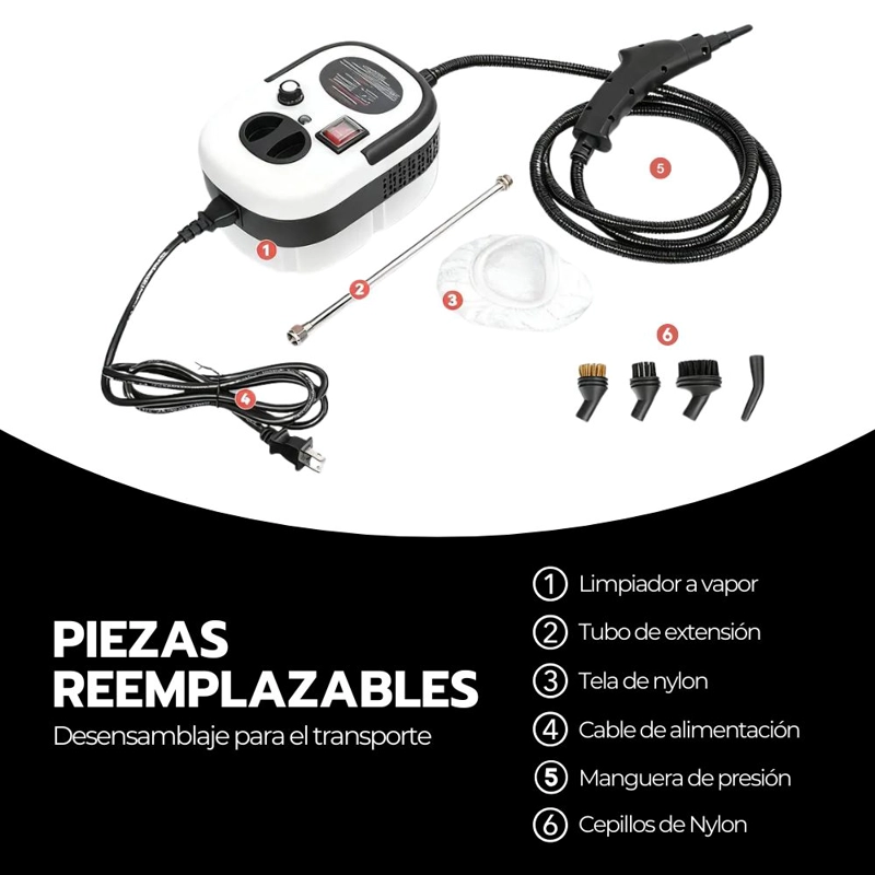 LIMPIADOR VAPOR 2500W ALTA PRESION COCINA BAÑO AUTO - 5