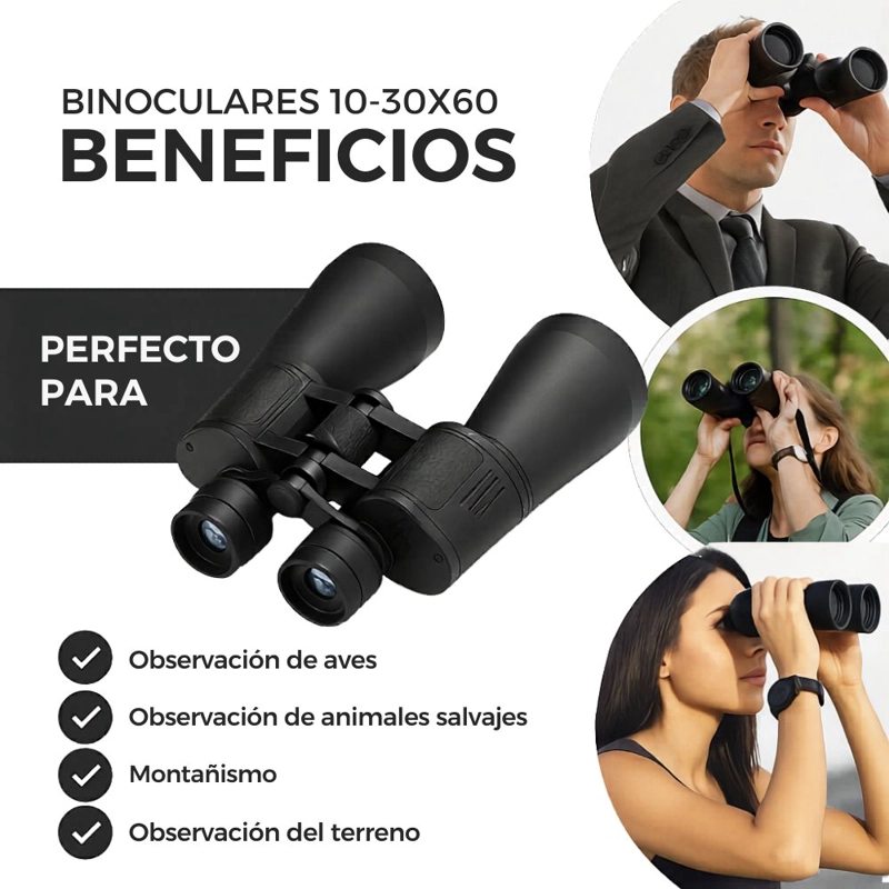 BINOCULARES 10-30X60 ZOOM LARGO ALCANCE ALTA POTENCIA - 4