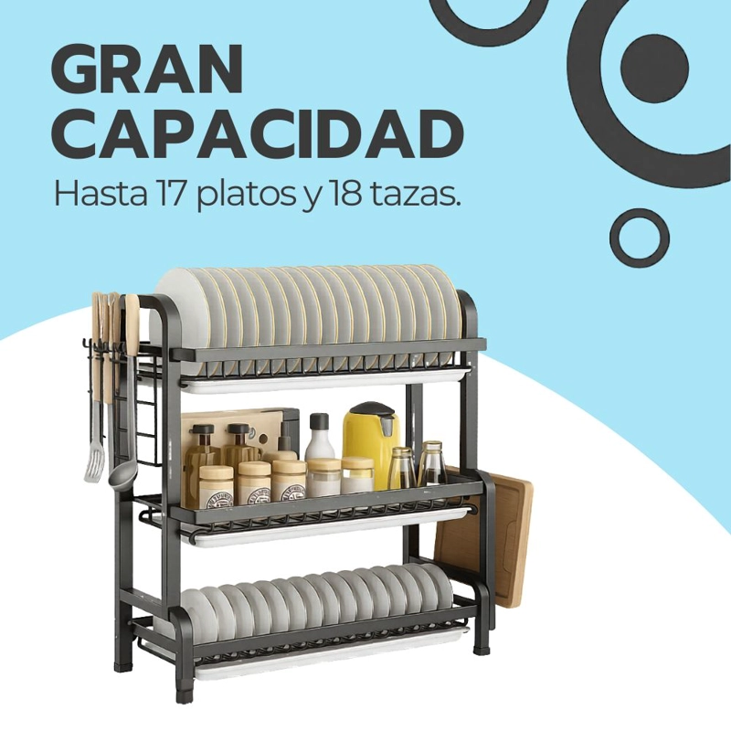 ESCURRIDOR SECADOR DE PLATOS 3 NIVELES ESTRUCTURA DE ACERO - 5