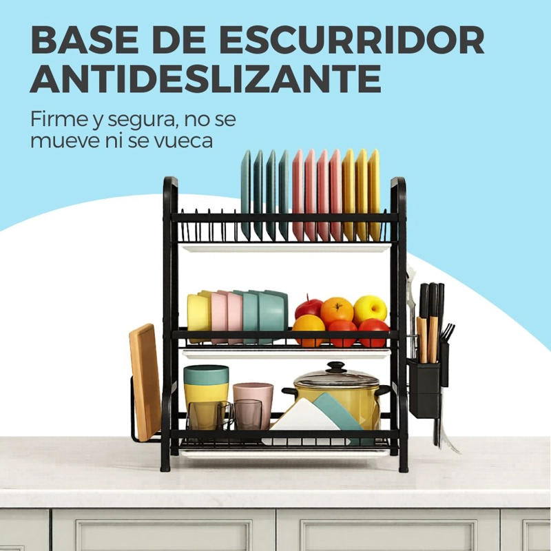 ESCURRIDOR SECADOR DE PLATOS 3 NIVELES ESTRUCTURA DE ACERO - 7