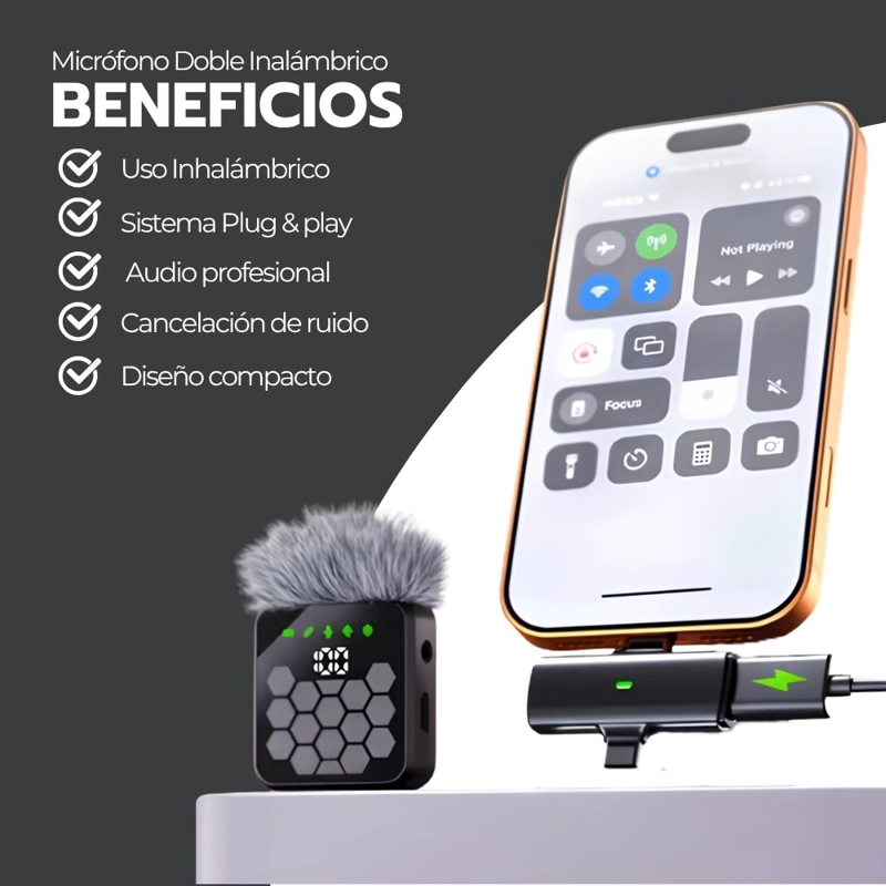 MICROFONO LAVALIER INALAMBRICO 4 EN 1 GRABACION PRO - 4