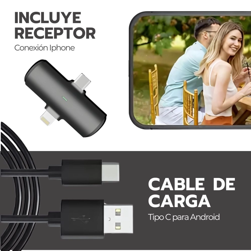 MICROFONO LAVALIER INALAMBRICO 4 EN 1 GRABACION PRO - 6