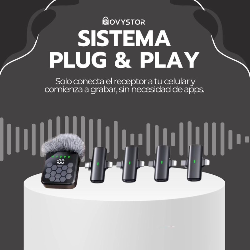MICROFONO LAVALIER INALAMBRICO 4 EN 1 GRABACION PRO - 7