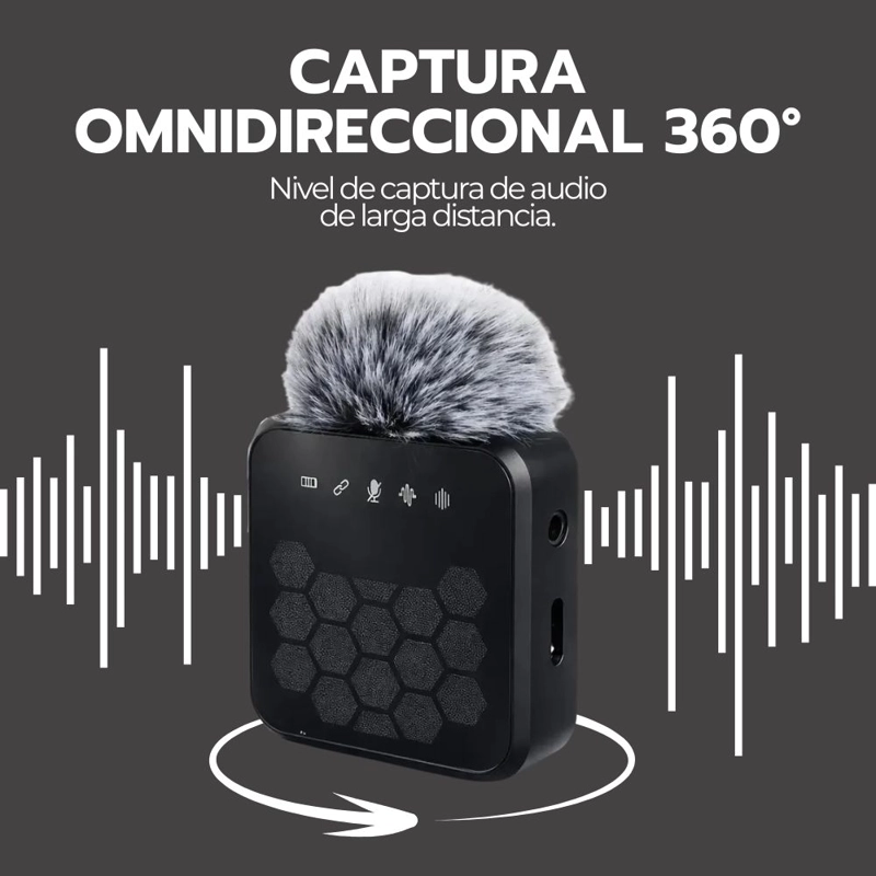 MICROFONO LAVALIER INALAMBRICO 4 EN 1 GRABACION PRO - 8