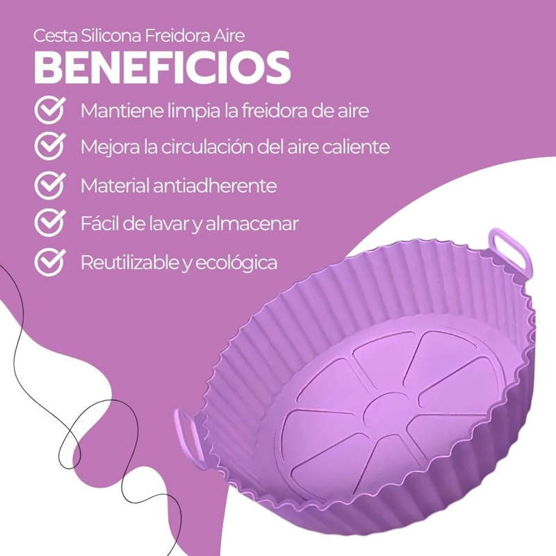 CESTA SILICONA FREIDORA AIRE BANDEJA ROSA CIRCULAR - 4