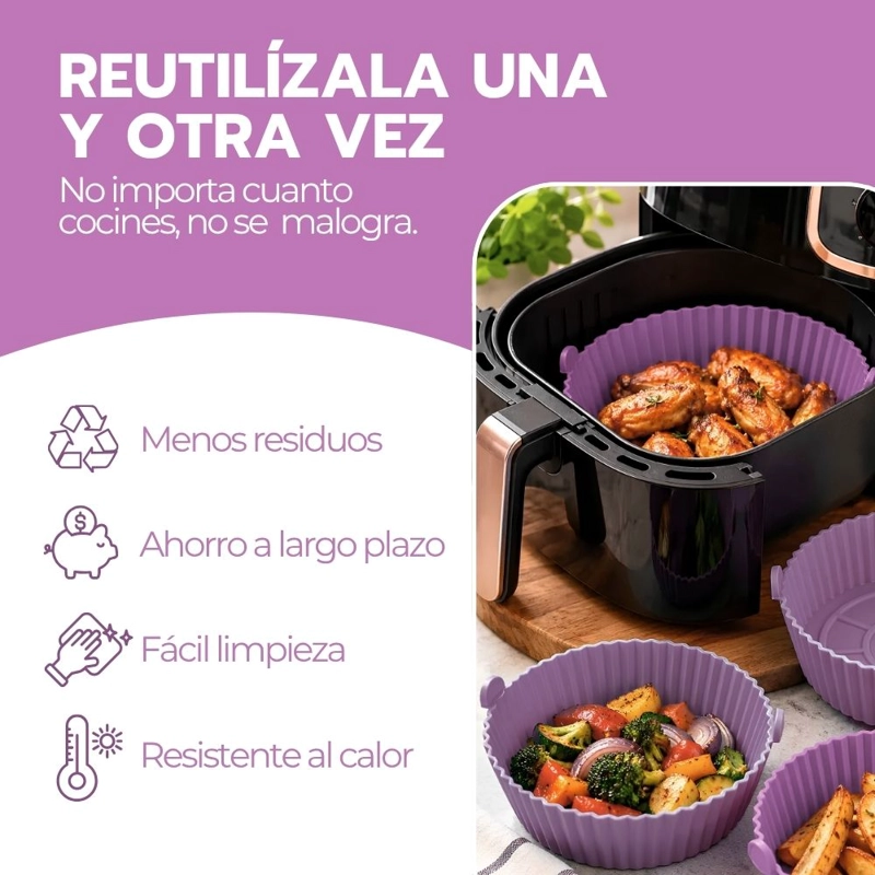 CESTA SILICONA FREIDORA AIRE BANDEJA ROSA CIRCULAR - 5