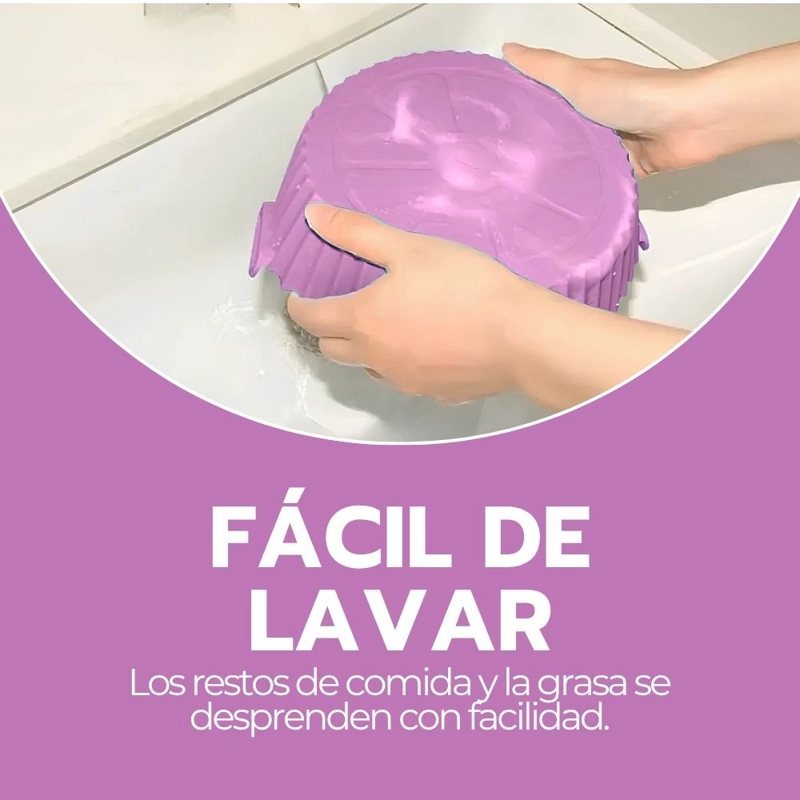 CESTA SILICONA FREIDORA AIRE BANDEJA ROSA CIRCULAR - 9