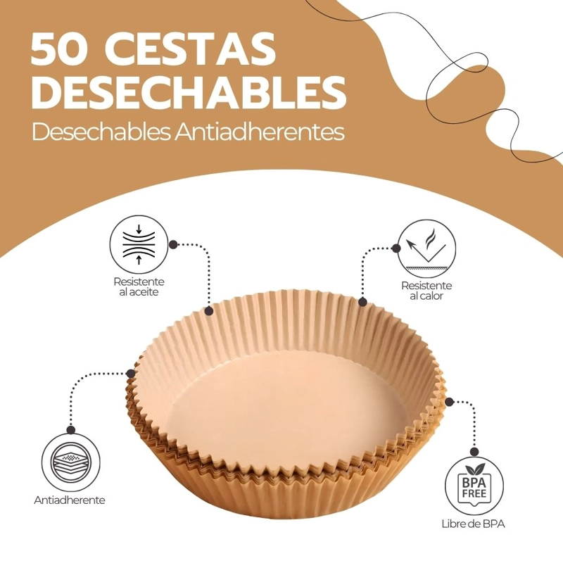 50 CESTAS DESECHABLES ANTIADHERENTES PARA FREIDORA DE AIRE - 3