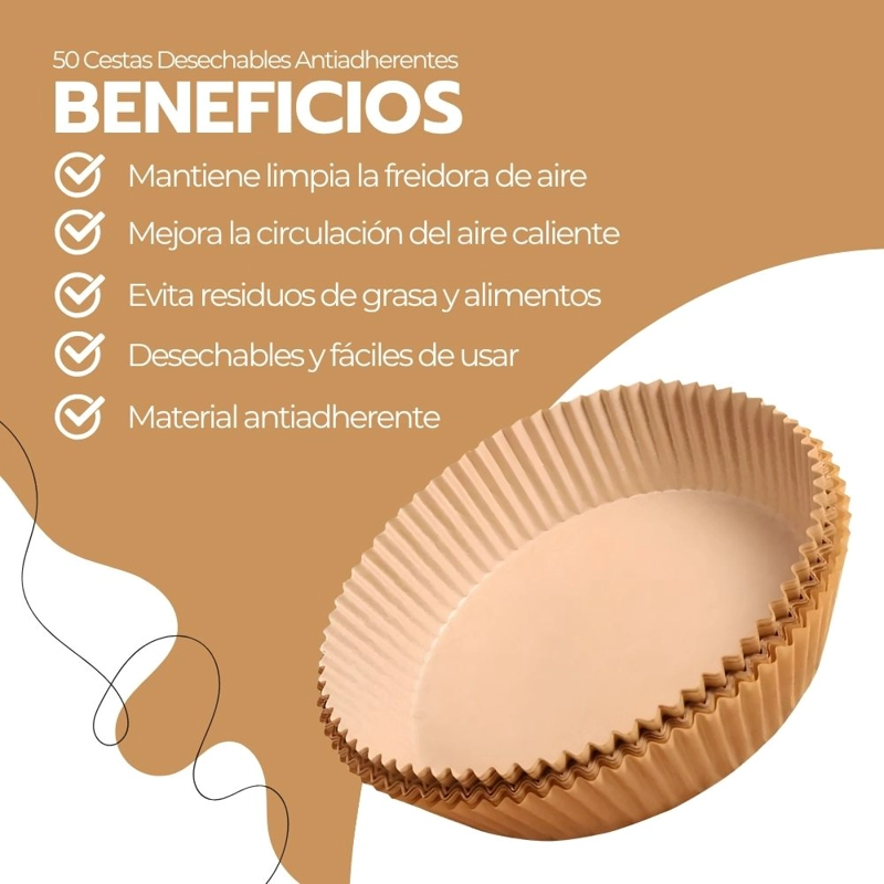 50 CESTAS DESECHABLES ANTIADHERENTES PARA FREIDORA DE AIRE - 4