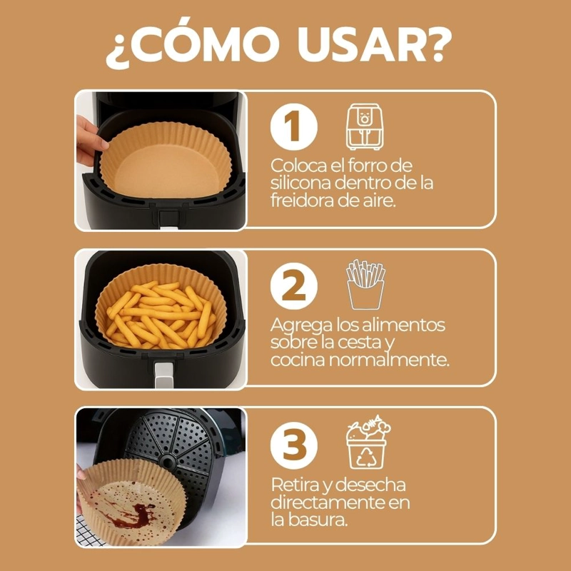 50 CESTAS DESECHABLES ANTIADHERENTES PARA FREIDORA DE AIRE - 7